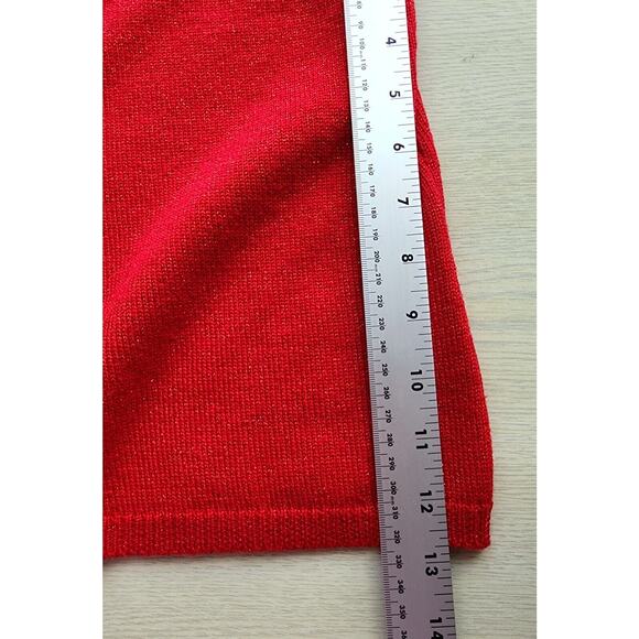 Top/Knit-Talbots-Red Gold Metallic-Wool Blend-Turtleneck-Short Sleeves-Size LRG - Picture 10 of 11